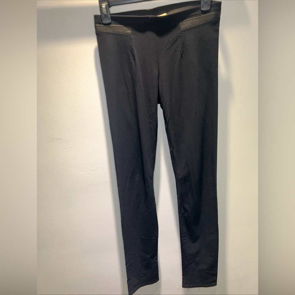 Helmut Lang Pull On Viscose And Leather Pants Leggings Black S